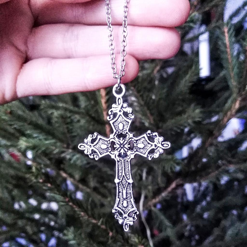 Women Wen Vintage Gothic Crucifix Pendant Long Chain Necklace Choker Punk Jewel