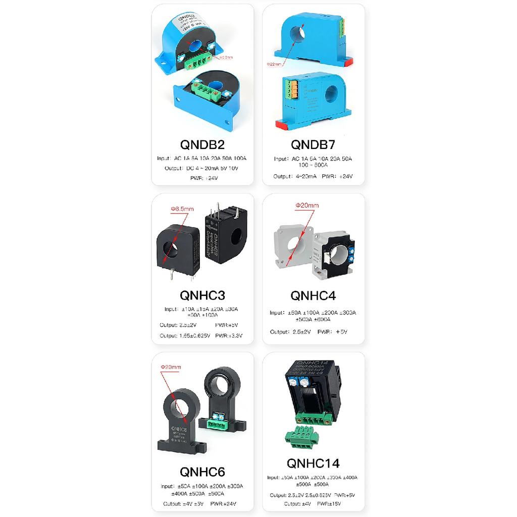 Hall Effect Current Transducer Sensor QNHCK2-16 dc 10A 20A 30A 50A 100A 2.5V±2V 2.5V±0.625V Split core current sensor clamp on