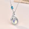 S925 Silver Dragonfly Pendant Necklace with Moonstone for Women