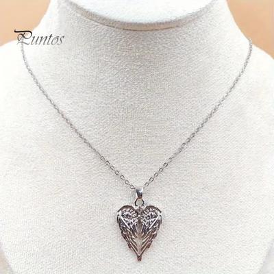 Angel Wings Necklace Shiny Rhinestones Inlaid Pendant Necklace Symbol of Love And Protecting Charm Necklace Jewelry Gift