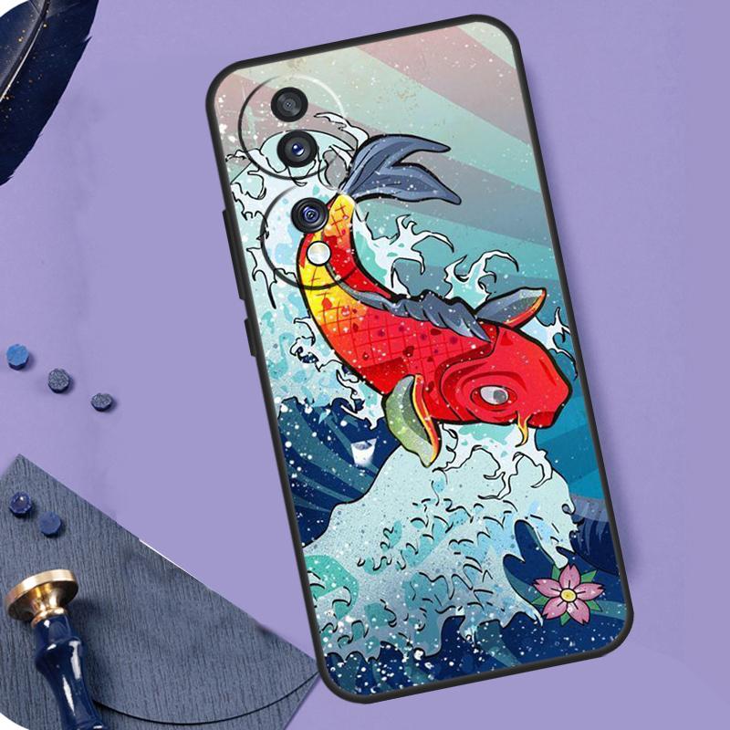 Tattoo Japanese Koi Dragon Wave For Honor X8a X9a X6a X7a X6 X7 X8 X9 X8b X9b Honor Magic 6 Pro 50 70 90 Magic 5 Lite Case
