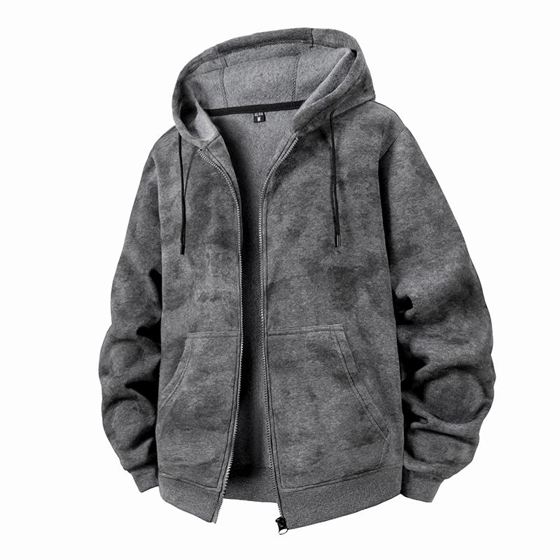 Unisex Plus Size Bluza z kapturem zapinana na zamek Gruba kurtka-bluza na jesień zimę