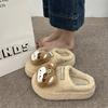Thick sole height increase cute Hello Kitty fluffy slippers women 2025 autumn hole fashion versatile girl heart bag head cotton shoes women