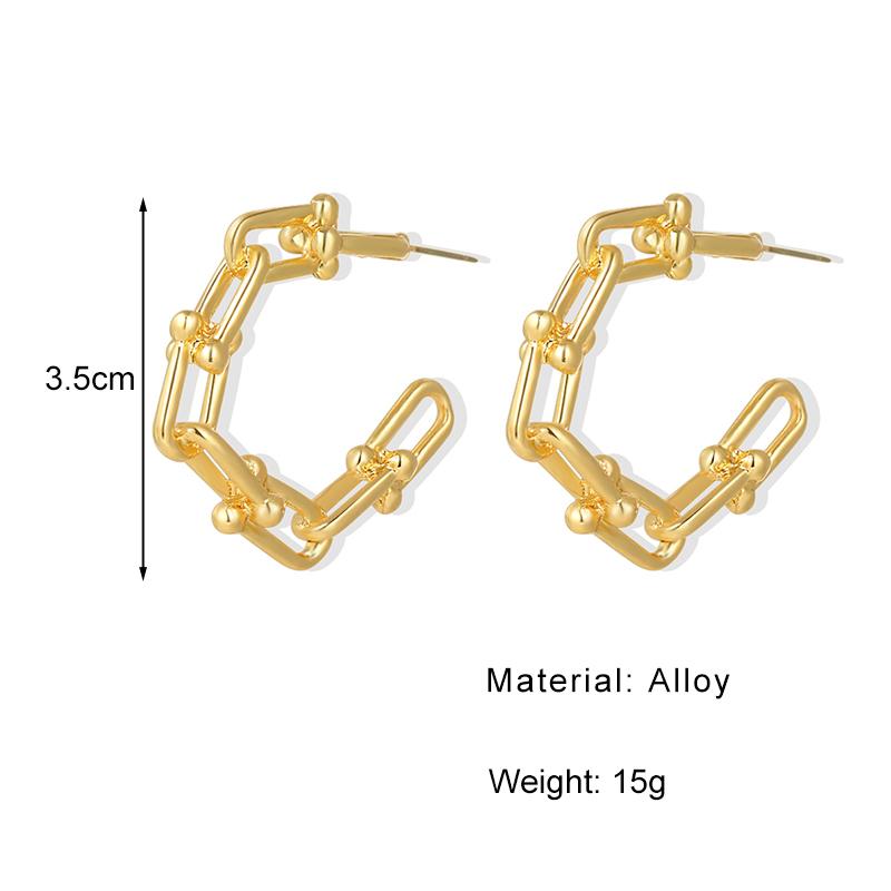 2024 Simple and Creative Retro Exaggerated Hollow Chain C-shaped Earrings Female Personality Geometric Girl Earrings