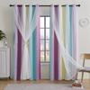 Double Layer Gradient Rainbow Blackout Curtains with Star Cutouts for Kids Room Bedroom Living Room Decor