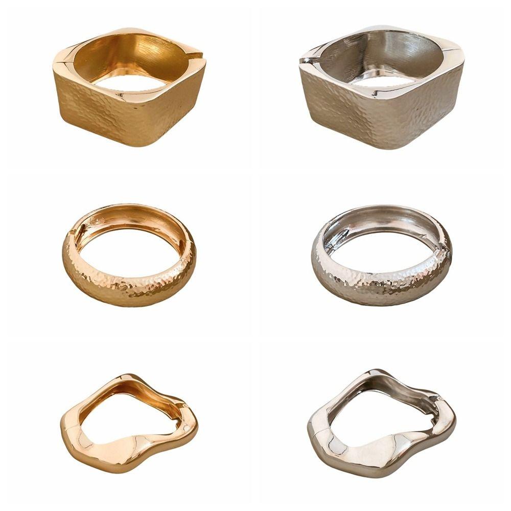 Zinc Zinc Zinc Alloy Metal Bracelet Geometry Wide Side Bangle Retro Open Bangle Gift