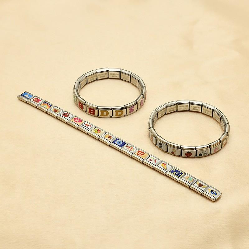 Adjustable Titanium Steel Modular Stretch Bracelet With Removable Charms - Zodiac Crown Heart Floral Cartoon Geometric Animal