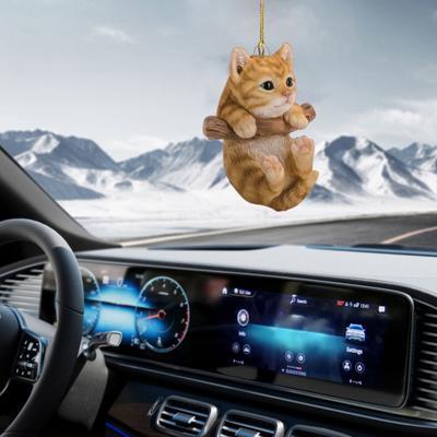 1/6Pcs Car Pendant Cat Design Acrylic Hanging Decoration with Lanyard Kitten Car Rearview Mirror Hanging Accessory