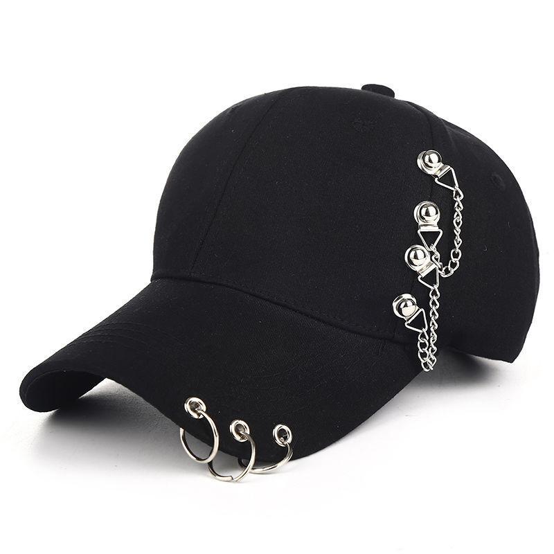 Unique Street Style Baseball Cap Casual Cool Outdoor Accessory With Horn Accents, Safety Pins & Charms For Couples Street Hat