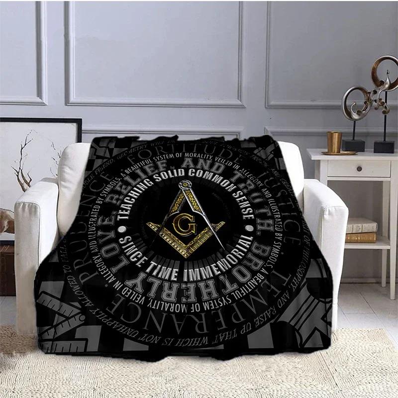 Fashion Masonic Portable Sofa Throw Blanket Freemason Flannel Warm Four Seasons Camping Blanket Freemasonry Multi Size Blankets