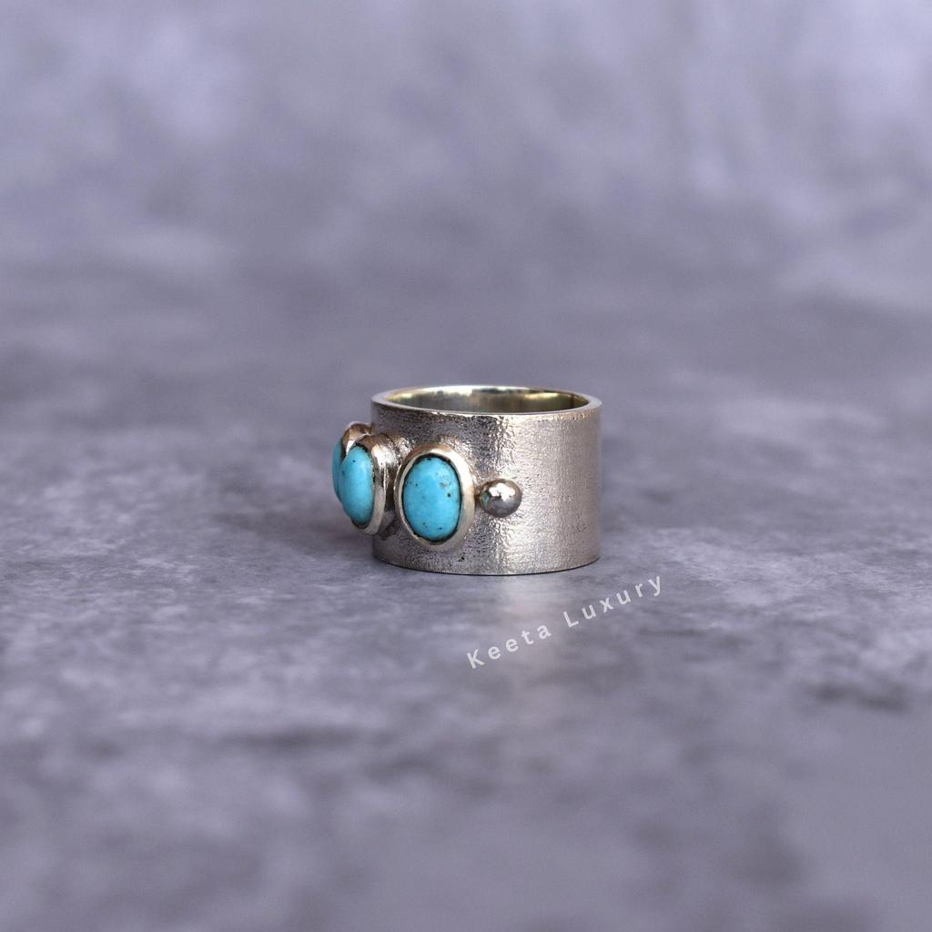 Natural Turquoise ring bohemian statement ring for women Sterling silver handmade ring Turquoise gemstone ring Unique Gifts