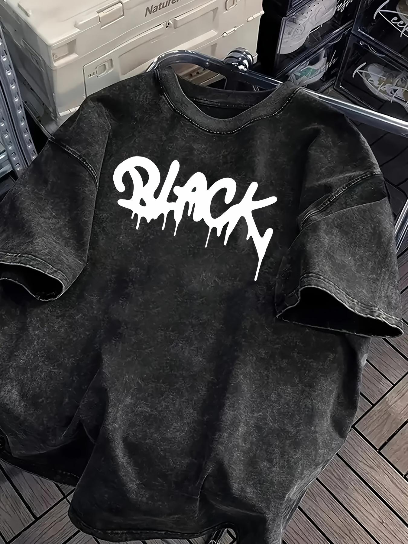 

Vintage Acid Wash Black Drip Graffiti Graphic TShirt Oversized Streetwear Cotton Tops for Men Women Harajuku Graphic T Shirts S
