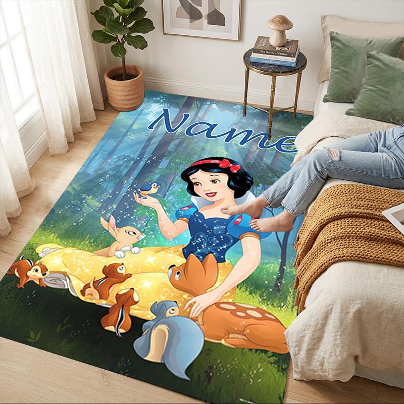 Personalized Name Forest Friends Living Room Non-Slip Area Rug Soft Carpet for Bedroom Kids Playroom Sofa Office Home Decor Doormat