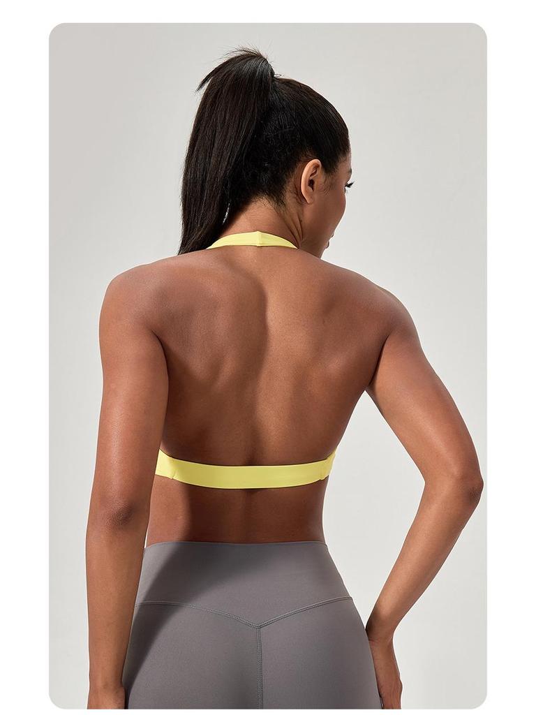 Damen Europäischer & Amerikanischer Neckholder Rückenfrei Kabelloser Yoga Sport-BH