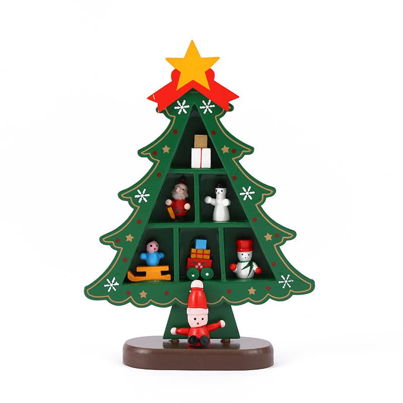 

Christmas New Year Tree Desktop Ornament: Children s Gift Snowman Wooden Crafts Scene