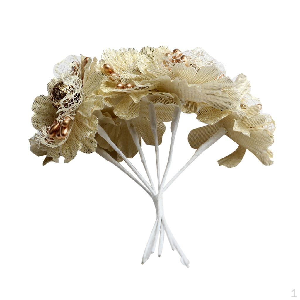 

4.5cm Artificial DIY Silk Flower Wedding Bouquet for Home Decor Scrapbooking Gold
