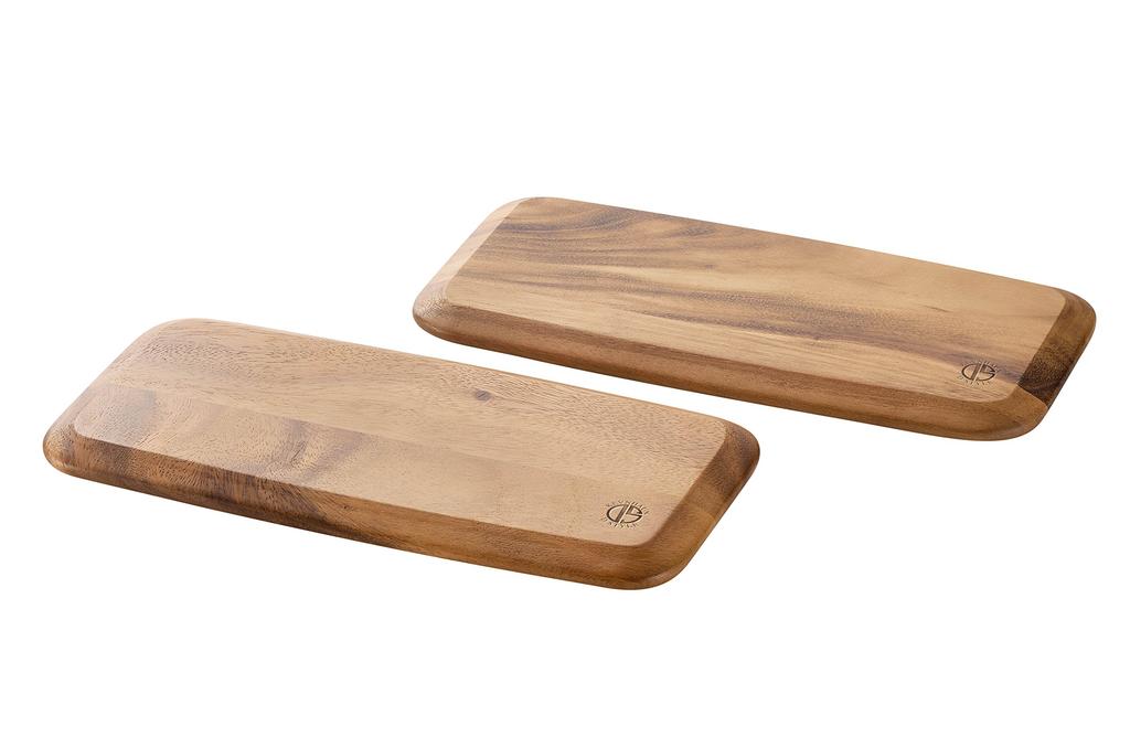 Kevnhaun 2-Way Tray & Cutting Board Set of 2, 30 X 15 Cm, Wooden Tray, Cutting Board, Tray, Natural Wood, Double-Sided, Restaurant-Friendly, Outdoor,