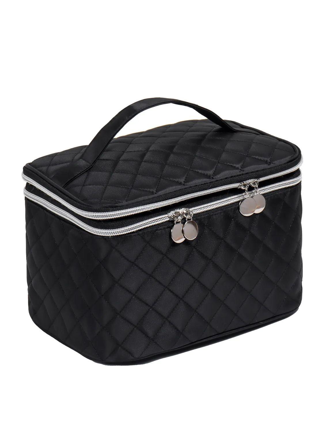 PU Waterproof Travel Makeup Bag Handheld Cosmetic Organizer Bag Premium Portable Large Capacity Washbag чёрный