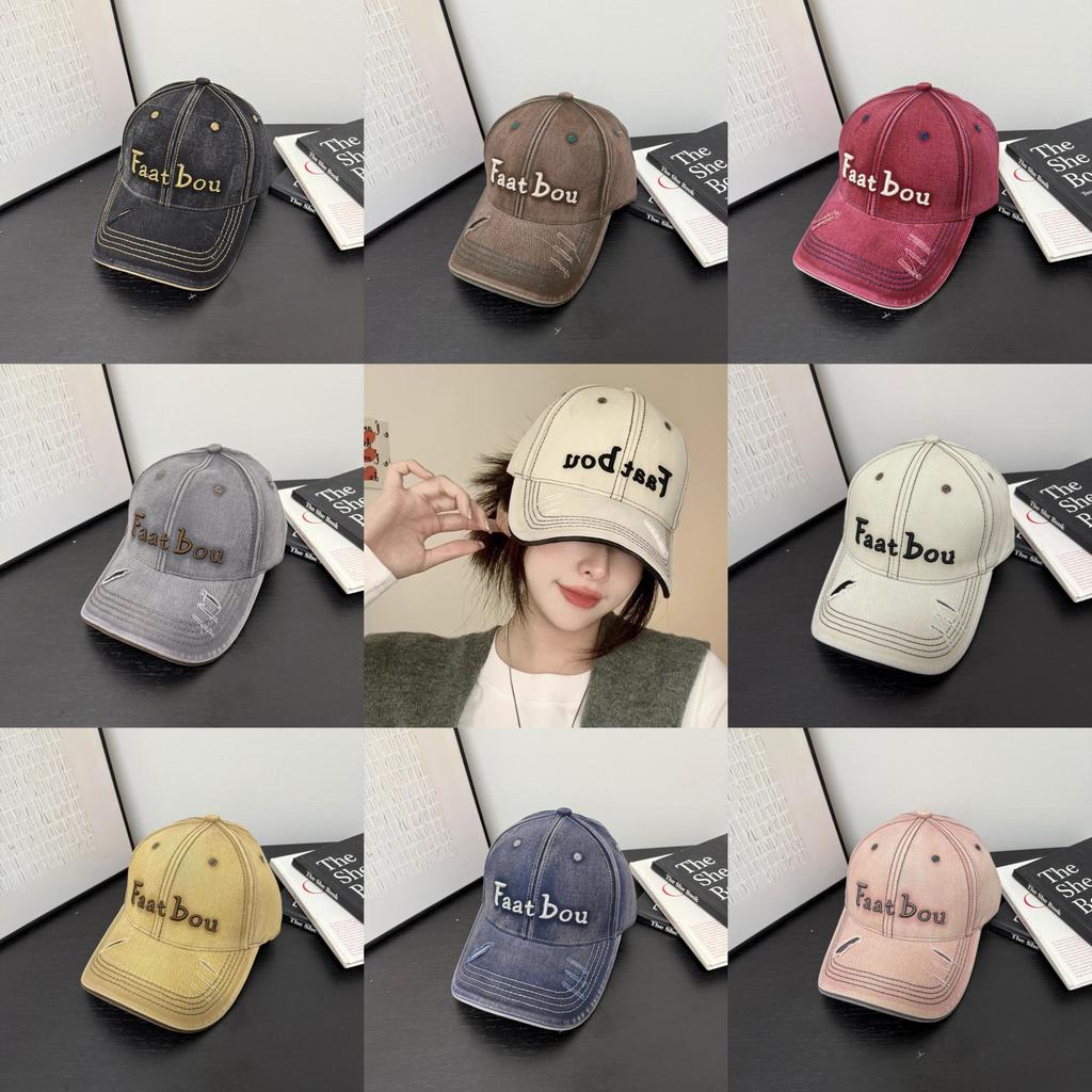 Faatbou Baseball Cap With Embroidered Letters Black For Casual Streetwear