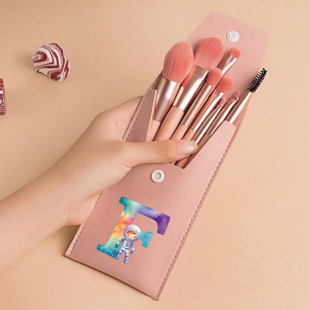 Premium Makeup Brushes Kit 8 Pieces Portable Blush Concealer Eyeshadow Brushes Synthetic Bristles Astronaut Letter Pattern