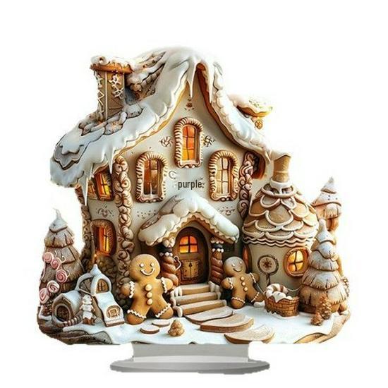Acrylic Gingerbread House Christmas Ornament - Waterproof Desktop Decoration for Kids' Gifts
