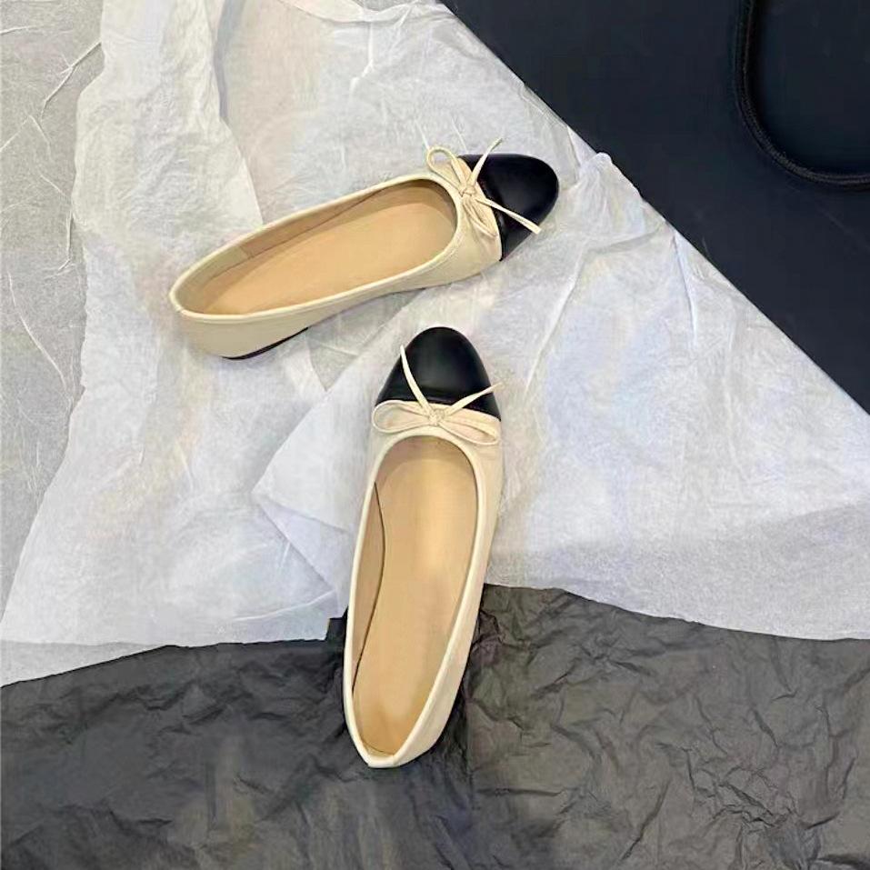 

Легкие балетки на плоской подошве с завязками-бабочками и круглым носком в тон цвета 38