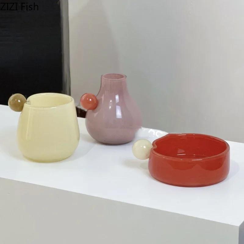 Colored Stone Shaped Glass Vase Creative Flower Pots Desk Decoration Flower Arrangement Floral Vases Room Aesthetic Decor