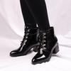 Fashion Spring Autumn New Arrival Fashion Shoes Women Boots Lace-up Patent Leather Ankle Boots Pointed Tick Heels Platform Boots Punk 43