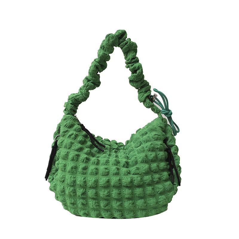 2025 New Seersucker Pleated Niche Knitted Bag Women's Casual One-shoulder Cross-body Large Capacity Cloud