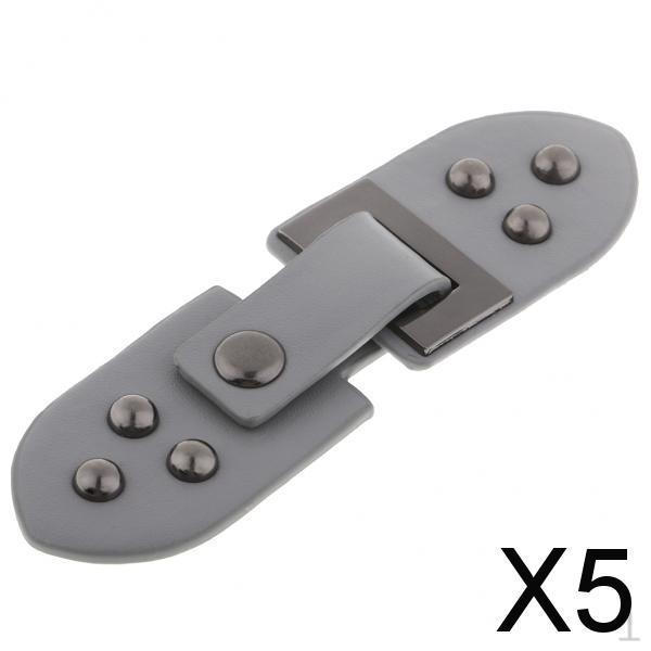5x1 Set Leather Snap Clasp Buckles Hook and Eye Buttons For Coats/Bags Grey