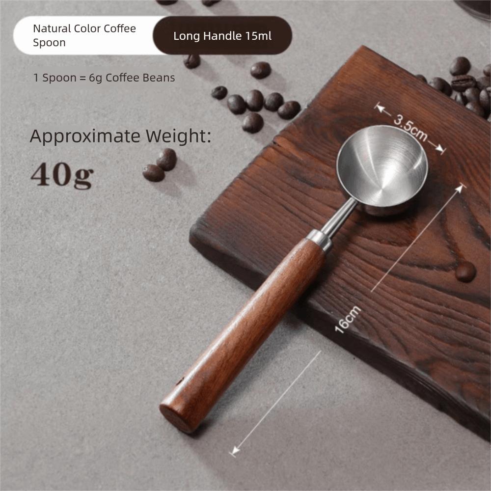 15/30ml Round Head Measuring Spoon Stainless Steel Wooden Handle Measuring Cup Measuring Accessory Home Kitchen Baking Tools