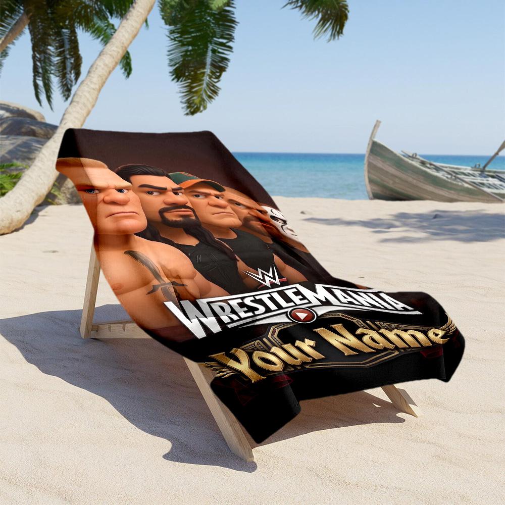 Wrestlemania Customized Name Beach Towel Soft Durable Quick-Dry Portable for SwimmingBeachCamping Travel Beach AccessoriesGym