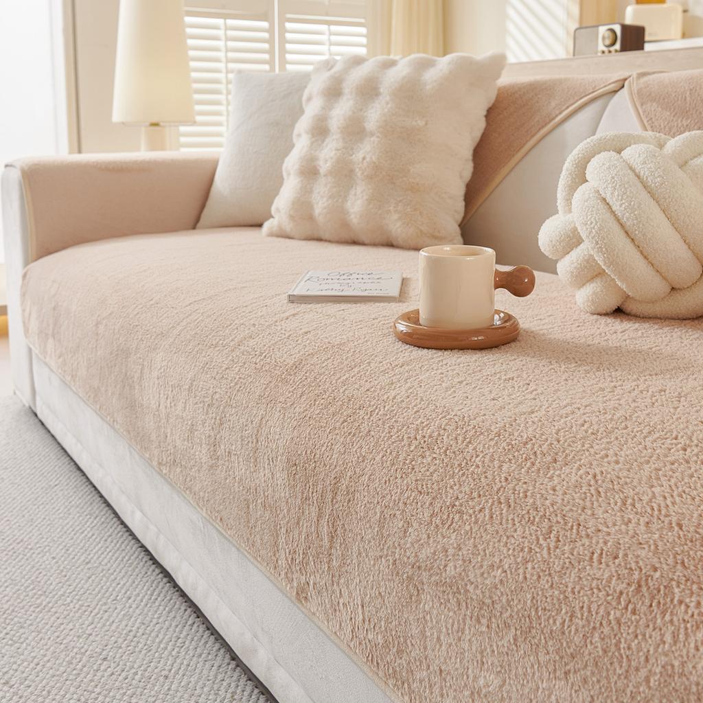 Winter Lightweight Luxury Cat Like Sofa Cushion Nordic Style High-end Anti Slip Plush Cushion Sofa Cover Solid Cushion Cover
