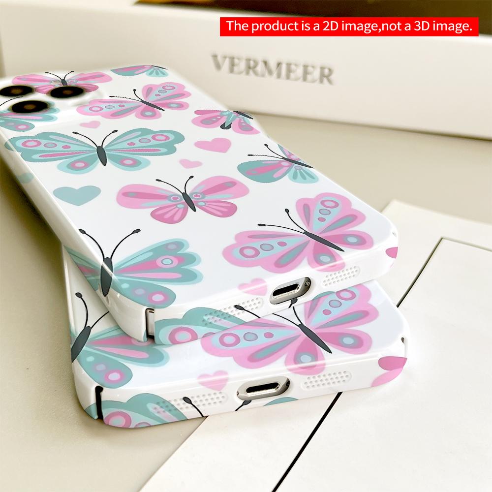 Pastel Butterflies & Hearts Phone Case All inclusive film hard phone case, compatible with iPhone 18 Pro Max 17 16 15 14 13 12 11