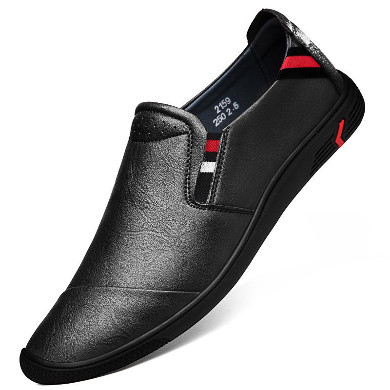 Men s Spring Leather Loafers - Casual Slip-on Cowhide Shoes for Middle-aged & Elderly 45