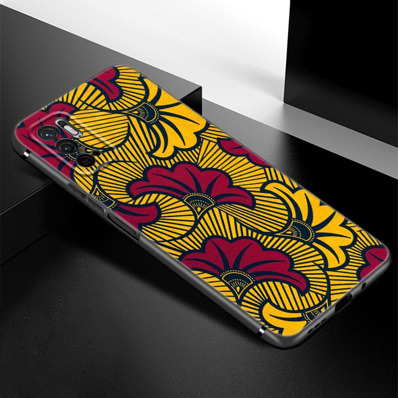 Aesthetic African Wax Fabic Phone Case For Xiaomi Redmi Note 7 8 9 10 Lite 11 11E 11T 12 Pro 11S 4G 10T 5G 8T 9S 10S Black Cover