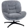Armchair Living Room Swivel Lounge Chair with Wide Seat, Integrated Armrest, Chenille Look, Dark Grey
