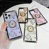 For iPhone 16 Pro Max Case with Kickstand Four Leaf Clover Pattern Electroplating TPU + PC Phone Cover