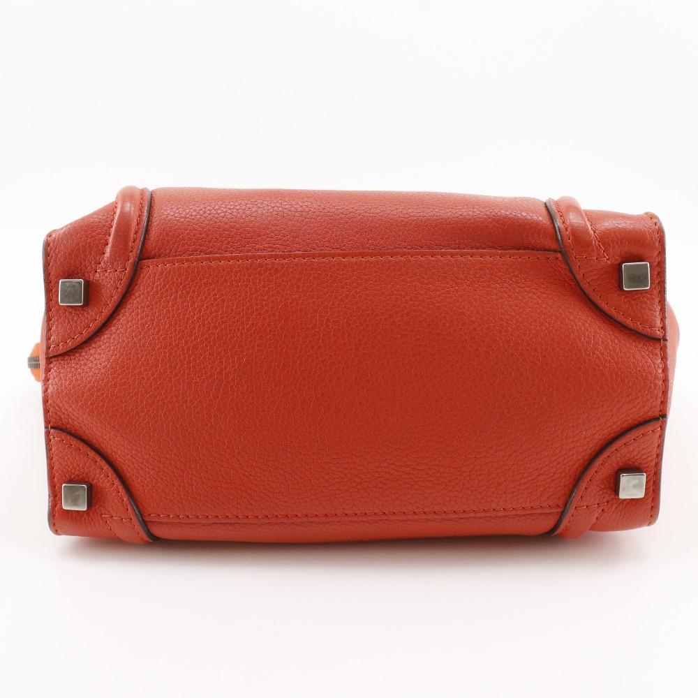 Celine Bagażowa Torebka Ręczna Mikro shopper Czerwono/Pomarańczowa skóra Damska Używana