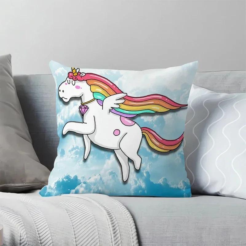 Cartoon Rainbow Horse Print Pillowcase Interior Decoration Office Living Room Home Pillowcase