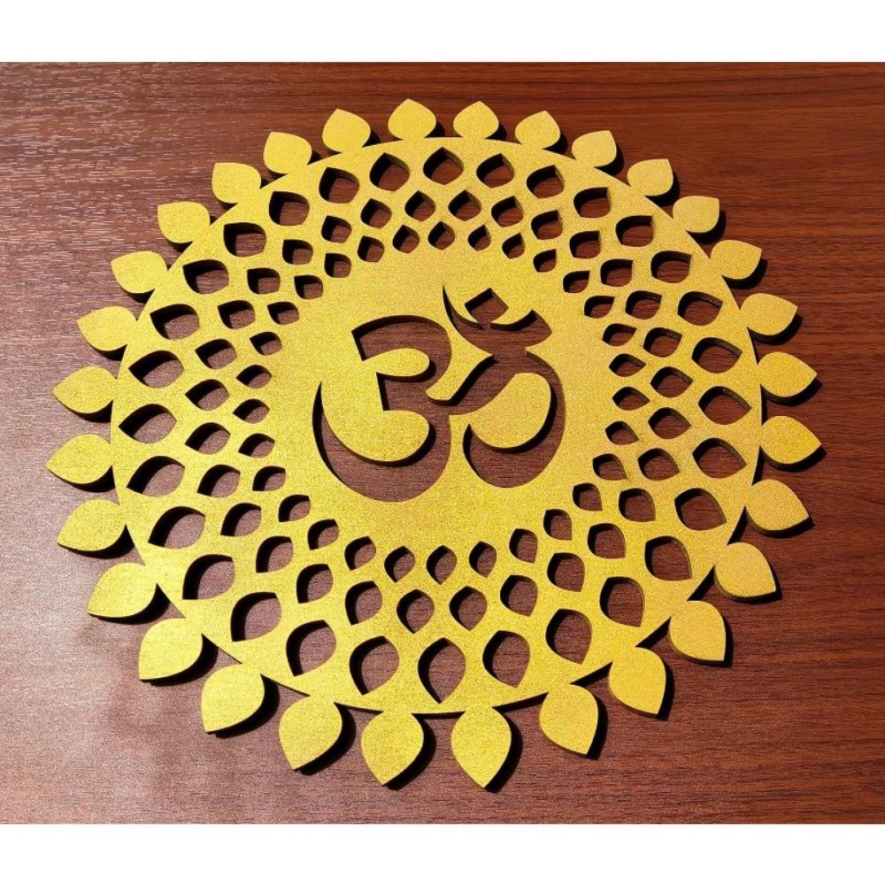 Decorative Metal Mandala Wall Art Home Decor Wooden OM Chakra Round Hanging for Living Room Bedroom Office Hotel Temple Gift