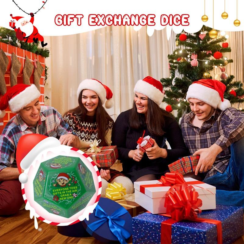1PC 2026 New Christmas Gift Exchange Dice - 12-sided (D12) party game with elves and snowflake designs