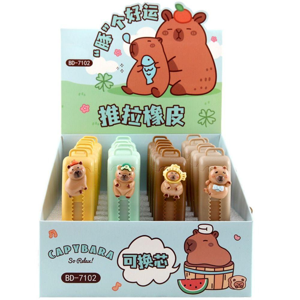 Portable Capybara Eraser Retractable Pencil Rubber Stationery Push Pull Eraser  School