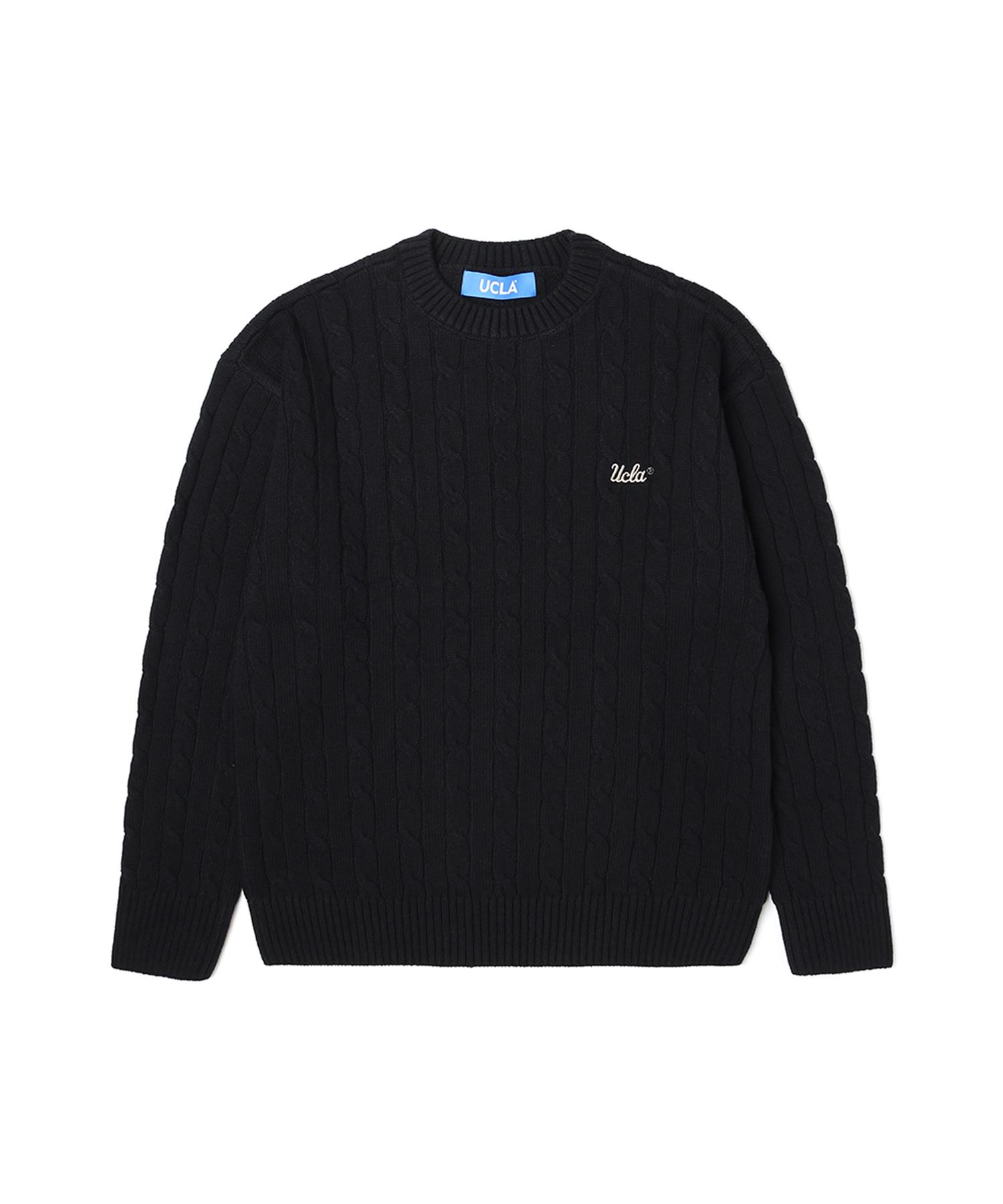 Ucla Unisex Round Neck Cable Knit [Black](Uzalk8A_39) Black(39)/Fff