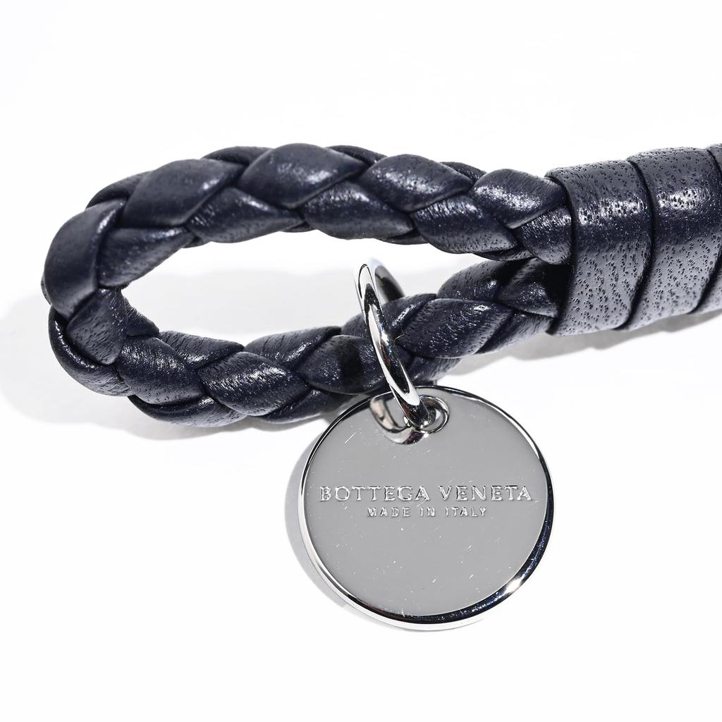 Bottega Veneta Intrecciato Leather Size for Men and 113546 V3UN1 Made in Genuine Leather Bracelet, M, Navy, Women, 4039, Italy, [Used]