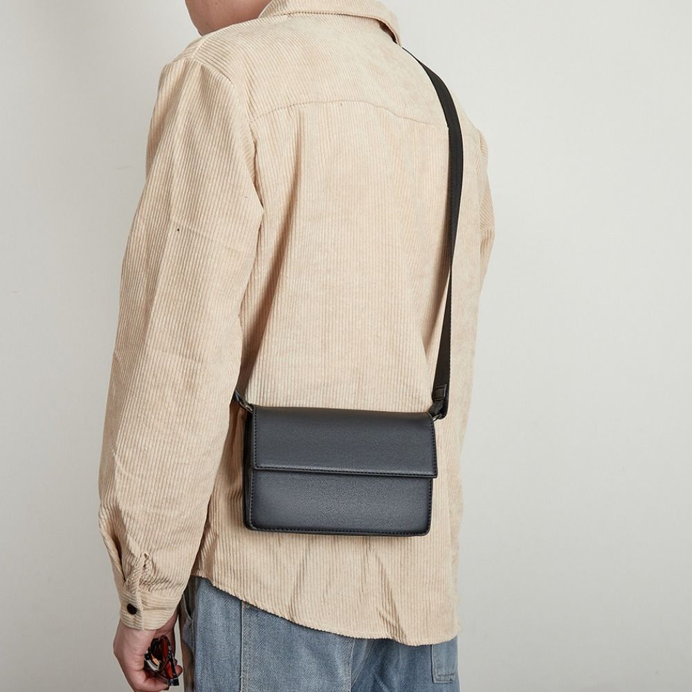 Pu Male Crossbody Bag Large Capacity Rectangular Shoulder Bag Simple Men's Messenger Bag  Work