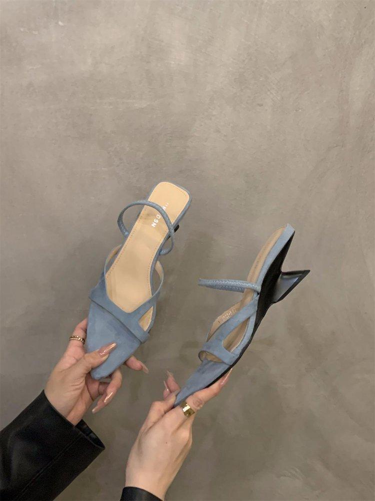 Rote Pantoletten mit Keilabsatz, Feenschuhe, Sommer 2025 zum Rock, Französische Sandalen