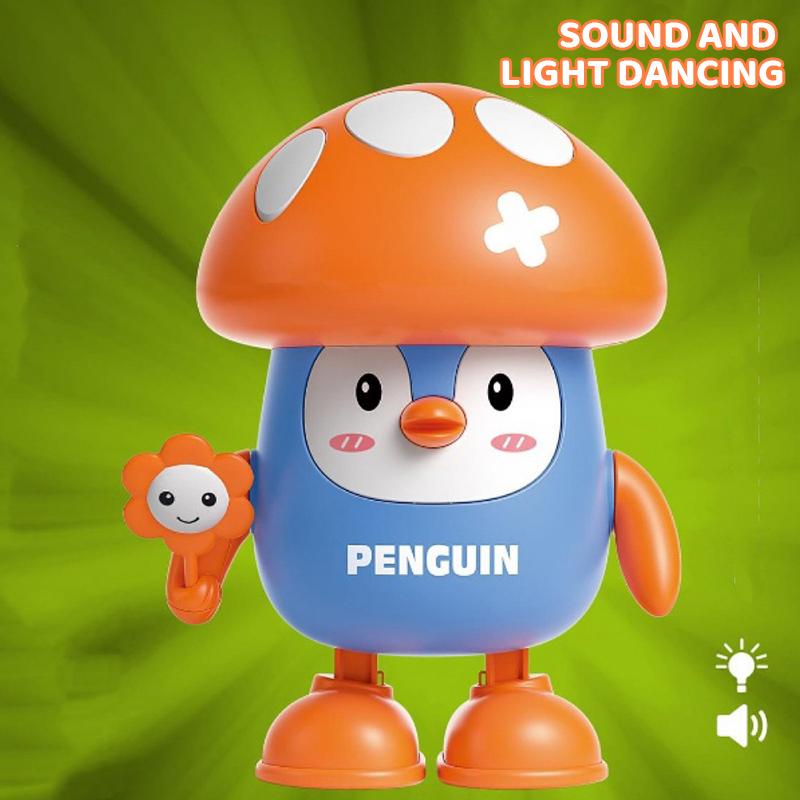 Non-Toxic Recording Tongue Talk Dance Mushroom Baby Electric Penguin With Music Llight Cartoon Doll Sound Light Children'S Education Toys