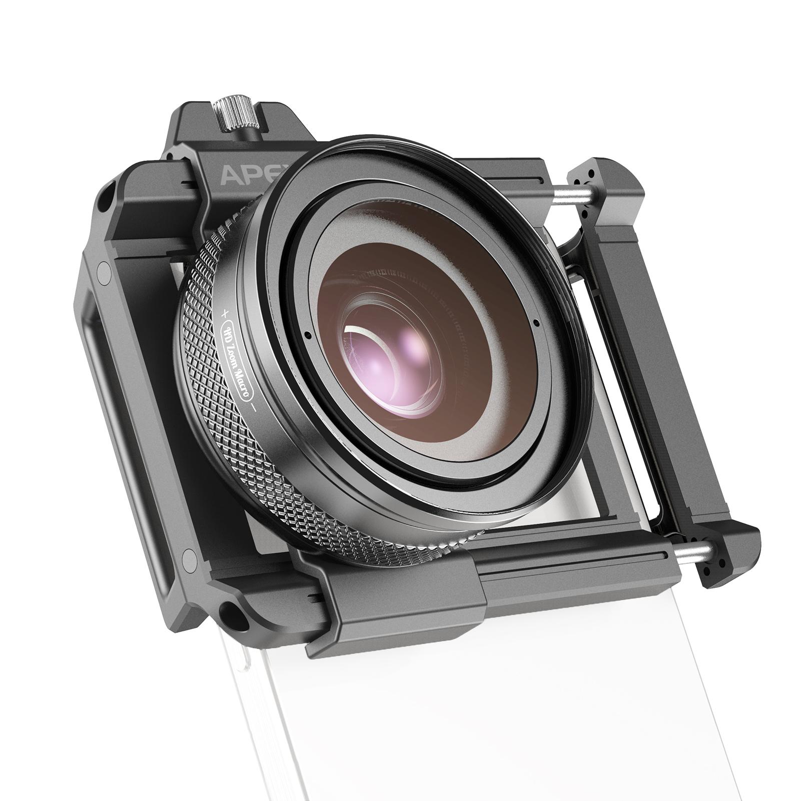 

APEXEL APL ZM100 Universal Macro Lens for Phone Aluminum Alloy 10X 20X Magnification F1.05 Large Aperture with Phone чёрный