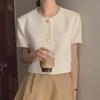 Korean Summer Round Neck Bubble Sleeve Short Jacket for Women